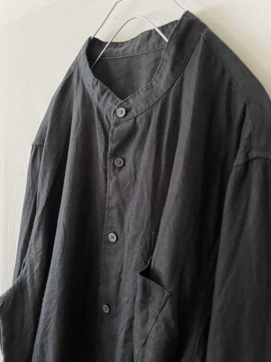 Black Linen Band collar Shirts》リネンシャツ | Shop at Mercari