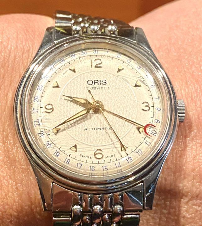 希少モデル 手巻き 稼働品 ORIS メンズ腕時計 白色文字盤 左利き用 - 時計