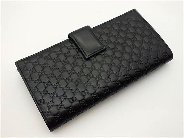 863］美品 ＊Gucci グッチ＊ 長財布 マイクロＧＧ スナップボタン 黒