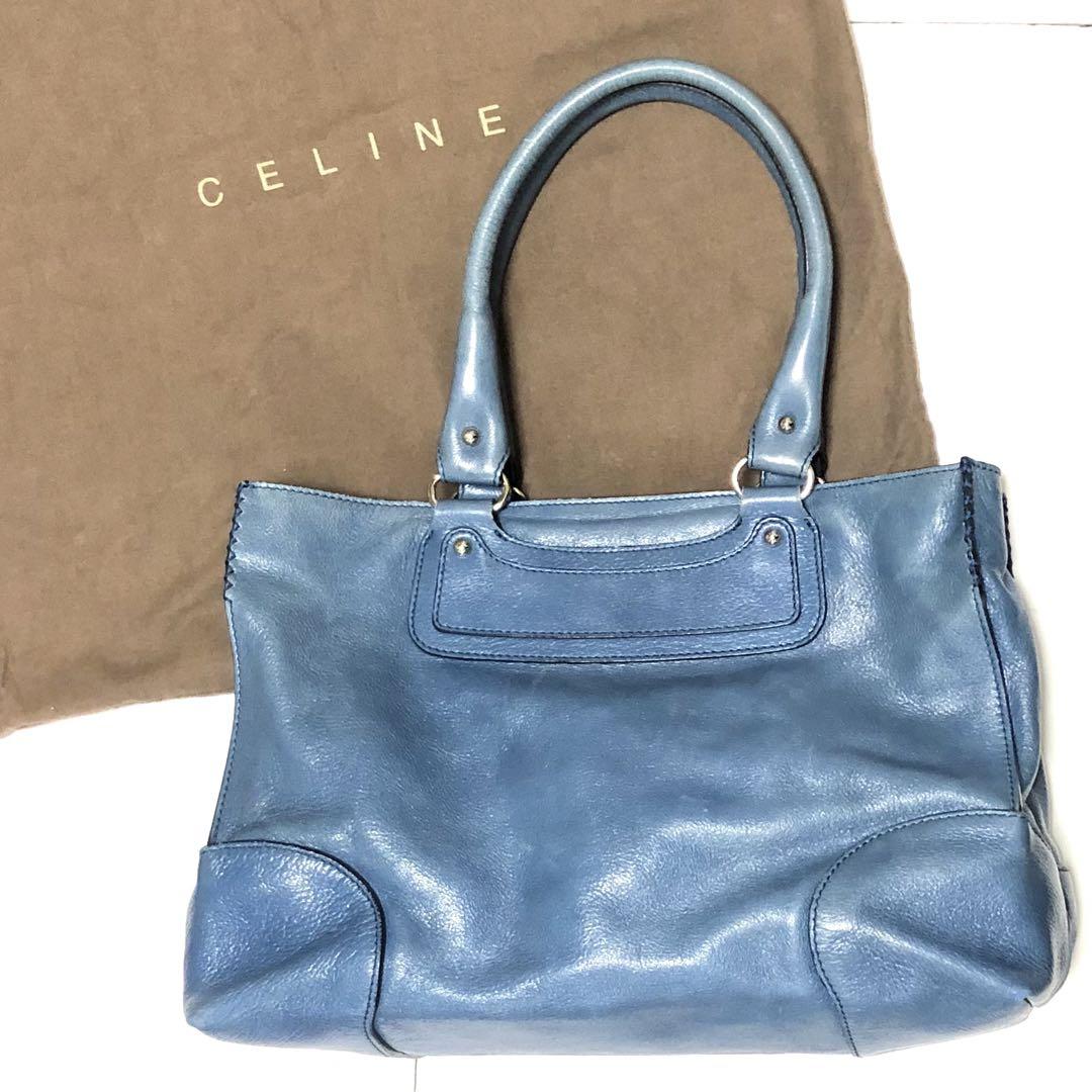 セリーヌ CELINE ハンドバッグ ショルダー ブルー 大きめ A4収納